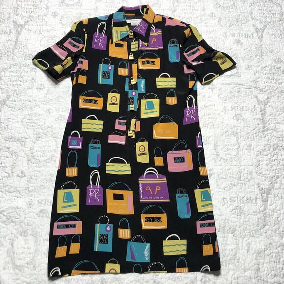 Anne Crimmins Dresses & Skirts - VTG Anne Crimmins for Umi Collections Silk Dress Black Pink Shoulder Pads Size 8